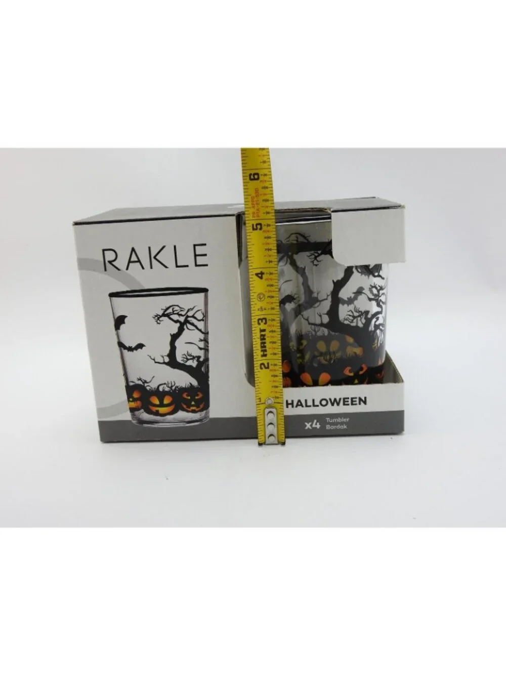 RAKLE Halloween Tumbler Glasses Set of 4 Pumpkins Bats Spooky Trees New